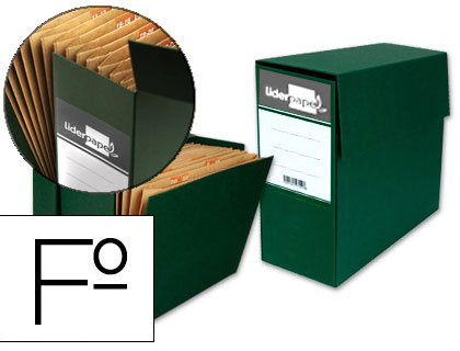 Caja de transferencia Liderpapel con fuelle Folio verde